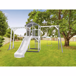 AXI Beach Tower with Climbing Frame and Single Swing Grey/white - Toboggan Blanc - Vue supplémentaire 8