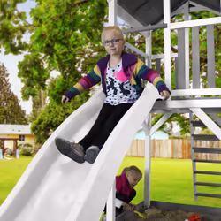 AXI Beach Tower with Climbing Frame and Double Swing Grey/white - Toboggan Blanc - Vue supplémentaire 6