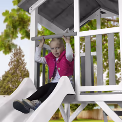 AXI Beach Tower with Climbing Frame and Double Swing Grey/white - Toboggan Blanc - Vue supplémentaire 7