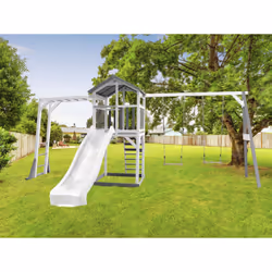 AXI Beach Tower with Climbing Frame and Double Swing Grey/white - Toboggan Blanc - Vue supplémentaire 8