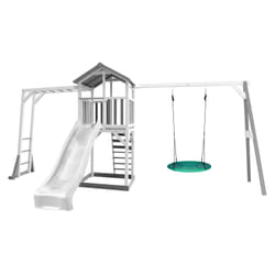 AXI Beach Tower with Climbing Frame and Summer Nest Swing Grey/white - Toboggan Blanc