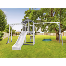 AXI Beach Tower with Climbing Frame and Summer Nest Swing Grey/white - Toboggan Blanc - Vue supplémentaire 8