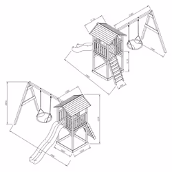 AXI Beach Tower with Summer Nest Swing Grey/white - Toboggan Gris