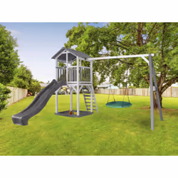 AXI Beach Tower with Summer Nest Swing Grey/white - Toboggan Gris - Vue supplémentaire 8