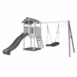 AXI Beach Tower with Roxy Nest Swing Grey/white - Toboggan Gris
