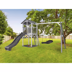 AXI Beach Tower with Roxy Nest Swing Grey/white - Toboggan Gris - Vue supplémentaire 8