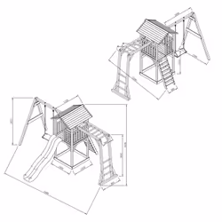 AXI Beach Tower with Climbing Frame and Single Swing Grey/white - Toboggan Gris