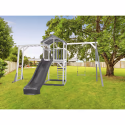 AXI Beach Tower with Climbing Frame and Single Swing Grey/white - Toboggan Gris - Vue supplémentaire 8