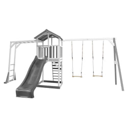 AXI Beach Tower with Climbing Frame and Double Swing Grey/white - Toboggan Gris