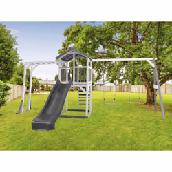 AXI Beach Tower with Climbing Frame and Double Swing Grey/white - Toboggan Gris - Vue supplémentaire 8