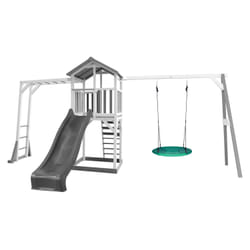 AXI Beach Tower with Climbing Frame and Summer Nest Swing Grey/white - Toboggan Gris