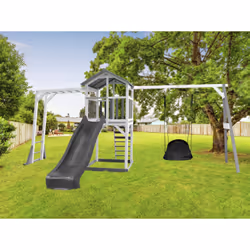 AXI Beach Tower with Climbing Frame and Roxy Nest Swing Grey/white - Toboggan Gris - Vue supplémentaire 8