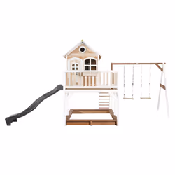 AXI Classic Liam Playhouse with Double Swing Brown/white - Toboggan Gris