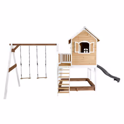 AXI Classic Liam Playhouse with Double Swing Brown/white - Toboggan Gris