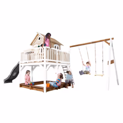 AXI Classic Liam Playhouse with Double Swing Brown/white - Toboggan Gris - Vue supplémentaire 4
