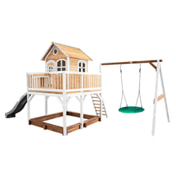 AXI Classic Liam Playhouse with Summer Nest Swing Brown/white - Toboggan Gris