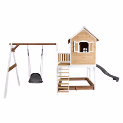 AXI Classic Liam Playhouse with Roxy Nest Swing Brown/white - Toboggan Gris