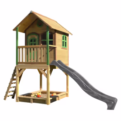 AXI Classic Sarah Playhouse Brown/green - Toboggan Gris, Salle de jeux sur pilotis, 3 an(s), 1 portes(s), Toboggan, Marron, V ...