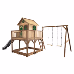 AXI Classic Liam Playhouse with Double Swing Brown/green - Toboggan Gris, Salle de jeux sur pilotis, 3 an(s), 1 portes(s), To ...