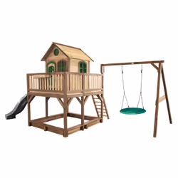 AXI Classic Liam Playhouse with Summer Nest Swing Brown/green - Toboggan Gris, Salle de jeux sur pilotis, 3 an(s), 1 portes(s ...