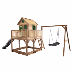 AXI Classic Liam Playhouse with Roxy Nest Swing Brown/green - Toboggan Gris, Salle de jeux sur pilotis, 3 an(s), 1 portes(s), ...