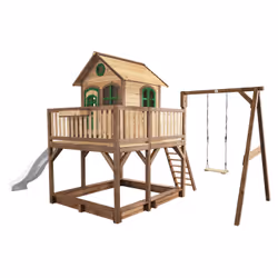 AXI Classic Liam Playhouse with Single Swing Brown/green - Toboggan Blanc, Salle de jeux sur pilotis, 3 an(s), 1 portes(s), T ...