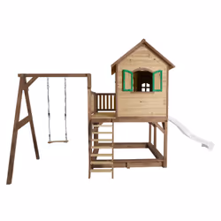 AXI Classic Liam Playhouse with Single Swing Brown/green - Toboggan Blanc - Vue supplémentaire 4