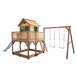 AXI Classic Liam Playhouse with Double Swing Brown/green - Toboggan Blanc, Salle de jeux sur pilotis, 3 an(s), 1 portes(s), T ...