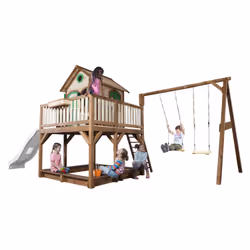 AXI Classic Liam Playhouse with Double Swing Brown/green - Toboggan Blanc - Vue supplémentaire 4