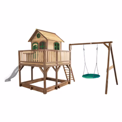 AXI Classic Liam Playhouse with Summer Nest Swing Brown/green - Toboggan Blanc, Salle de jeux sur pilotis, 3 an(s), 1 portes( ...