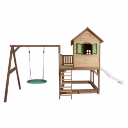 AXI Classic Liam Playhouse with Summer Nest Swing Brown/green - Toboggan Blanc