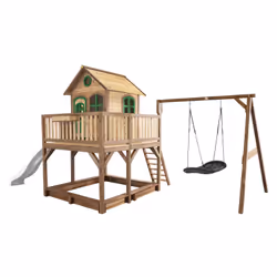 AXI Classic Liam Playhouse with Roxy Nest Swing Brown/green - Toboggan Blanc, Salle de jeux sur pilotis, 3 an(s), 1 portes(s) ...