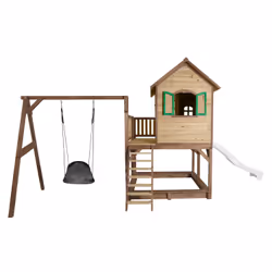 AXI Classic Liam Playhouse with Roxy Nest Swing Brown/green - Toboggan Blanc