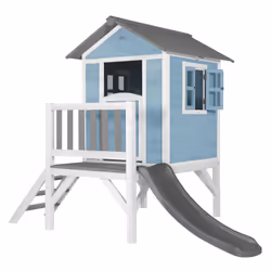 AXI Beach Lodge XL Playhouse Caribbean blue - Toboggan Gris, Salle de jeux sur pilotis, 2 an(s), 1 portes(s), Toboggan, Bleu, ...