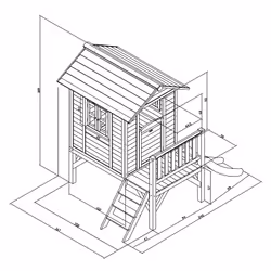 AXI Beach Lodge XL Playhouse Scandinavian red - Toboggan Gris - Vue supplémentaire 9
