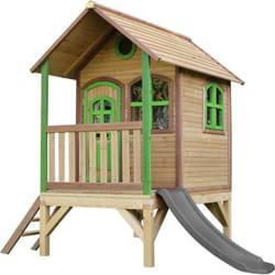 AXI - Tom Maison Enfant avec Toboggan Gris Aire de Jeux pour l'extérieur en Marron & Vert Maisonnette / Cabane de Jeu en Bois fsc