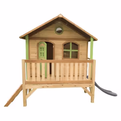 AXI Stef Maison Enfant avec Toboggan Gris  Aire de Jeux pour lextérieur en Marron & Vert  Maisonnette / Cabane de Jeu en Bois ...