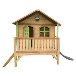 AXI Stef Maison Enfant avec Toboggan Gris  Aire de Jeux pour lextérieur en Marron & Vert  Maisonnette / Cabane de Jeu en Bois FSC