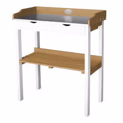 AXI Potting Table with 2 drawers Brown/white, Zinc, 50 kg, Marron, Blanc, Bois, Gris, 2 étagères