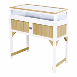 AXI Growing Table with greenhouse and root mat Brown/white, Table de jardinage, Autonome, Polycarbonate (PC), Bois, Marron, B ...