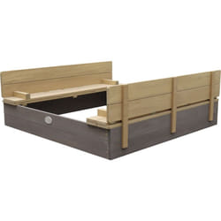 AXI - Ella xl Bac à Sable Enfant Gris & marron Bac à Sable pour Enfants en Bois fsc avec Couvercle & Banc 120 x 120 cm