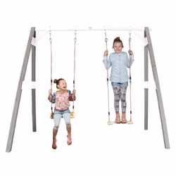 AXI Portique Balançoire en Bois Double Gris/blanc