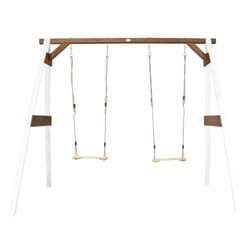 AXI Portique Balançoire en Bois Double Blanc/marron