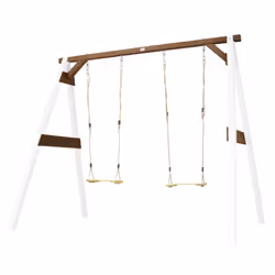AXI Portique Balançoire en Bois Double Blanc/marron