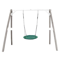 AXI Portique en Bois Gris/blanc avec Balançoire - siège Nid Rond