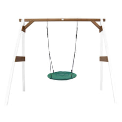 AXI Portique en Bois Blanc/marron avec Balançoire - siège Nid Rond