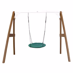 AXI Portique en Bois Marron/blanc avec Balançoire - siège Nid Rond, 3 an(s), Marron, Blanc