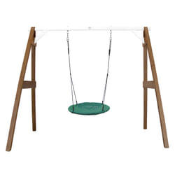 AXI Portique en Bois Marron/blanc avec Balançoire - siège Nid Rond