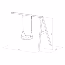 AXI Portique en Bois Mural Wall Mount Marron avec Balançoire - siège Nid Rond - Vue supplémentaire 5