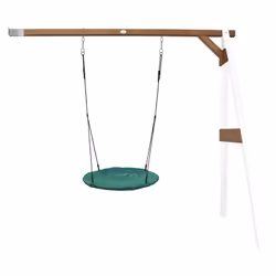 AXI Portique en Bois Mural Wall Mount Blanc/marron avec Balançoire - siège Nid Rond